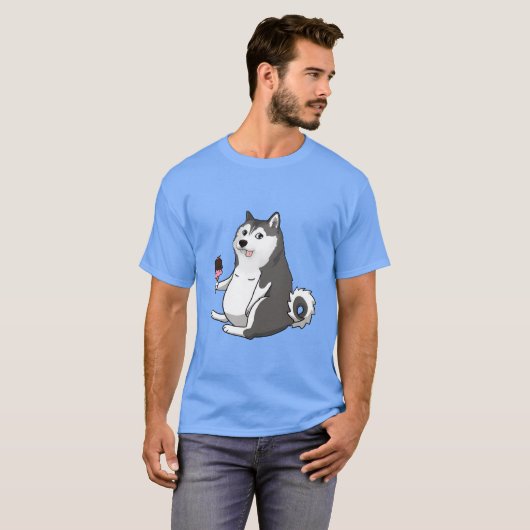 太ったハスキー犬のdogeミーム tシャツ (正面フル)