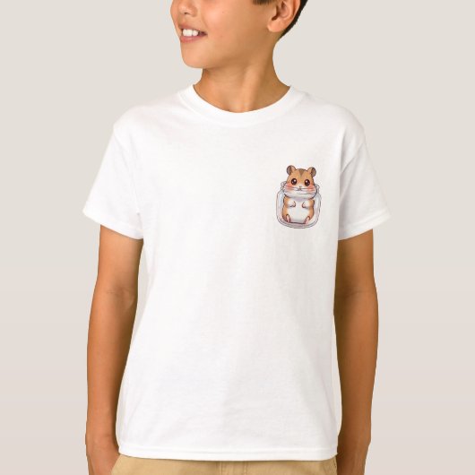 太ったハムスターが瓶に収まって子供たちに人気 Tシャツ (正面)