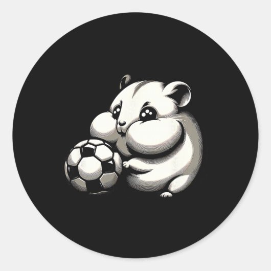 太ったハムスターのサッカーLl カートゥーン かわいい ラウンドシール (正面)