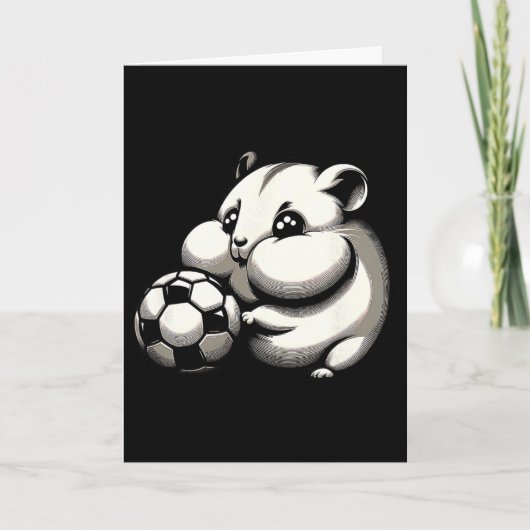 太ったハムスター サッカーLl カートゥーン かわいい カード (正面)