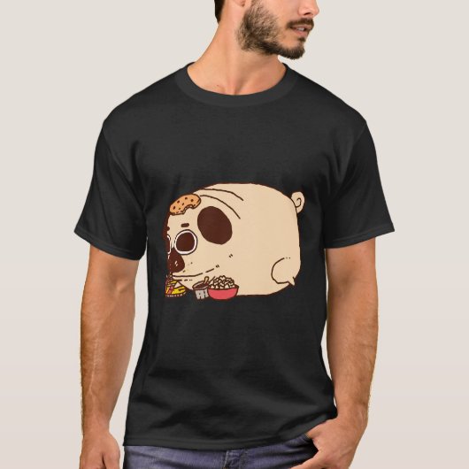太ったパグがクラシックを食べている 886 Tシャツ (正面)