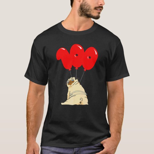 太ったパグの100歳の誕生日記念パーティー Tシャツ (正面)