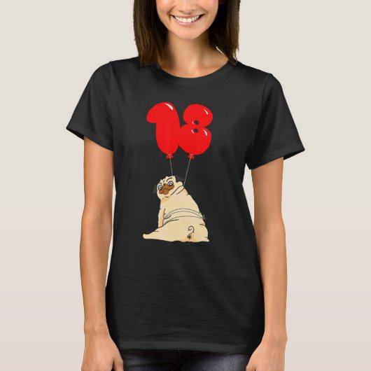 太ったパグの18歳の誕生日キッズバルーン・パーティー Tシャツ (正面)
