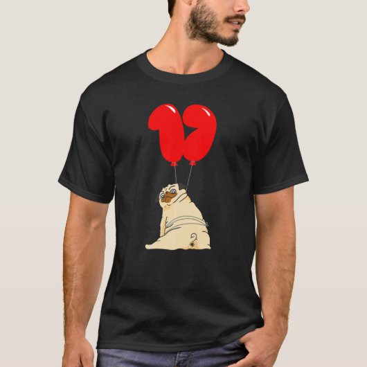 太ったパグ17歳の誕生日キッズバルーン・パーティー Tシャツ (正面)