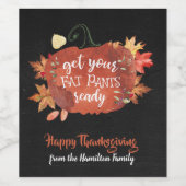 太ったパンツを用意して感謝祭ブラック ワインラベル (シングルラベル)