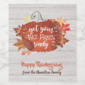 太ったパンツを用意する感謝灰色の木材 ワインラベル (シングルラベル)