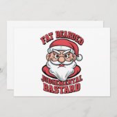 太ったヒゲの厳格な野郎 面白いサンタ シーズンカード (正面/裏面)