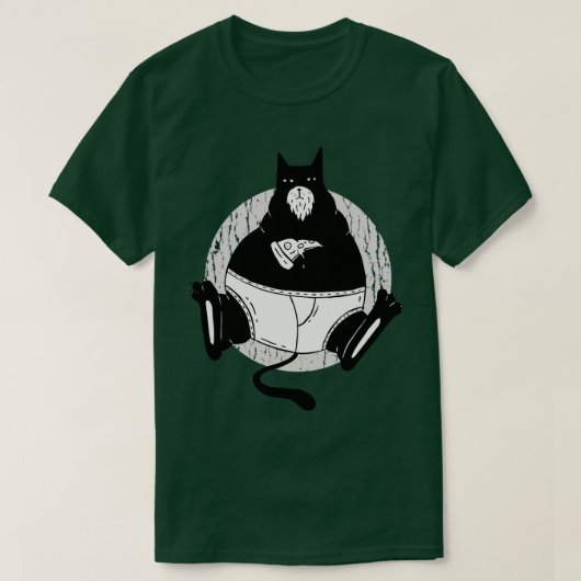 太ったピザ猫 Tシャツ (デザイン正面)