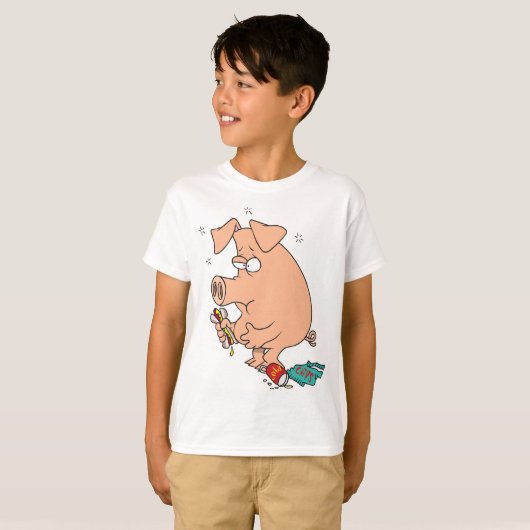 太ったブタのスナック好き Tシャツ (正面フル)