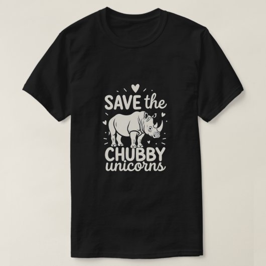 太ったユニコーンを救え サイ保護 冗談 Tシャツ (デザイン正面)