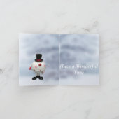 太った丸いユーモアのブリキ雪だるま カード (内部)