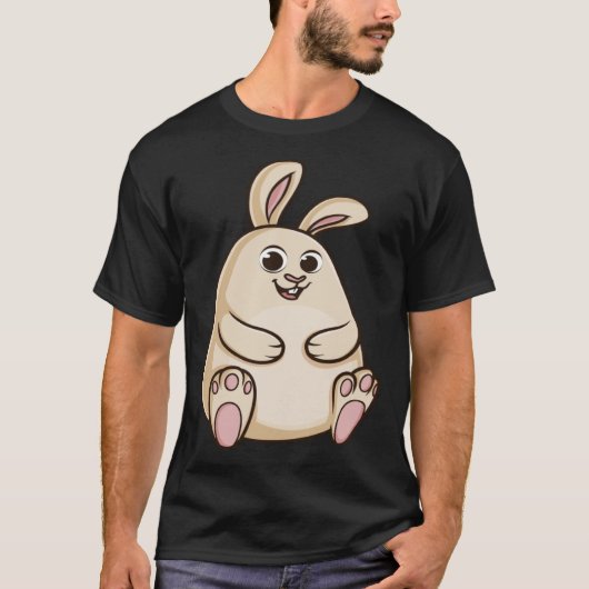 太った可愛い丸っぽいラビットバニー Tシャツ (正面)