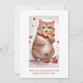 太った可愛い猫クッキーのスナックおもしろいバレンタインデー シーズンカード (正面)