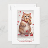 太った可愛い猫クッキーのスナックValentines Day シーズンポストカード (正面/裏面)