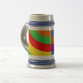太った大きな虹のストライプ輪 ビールジョッキ (正面左)
