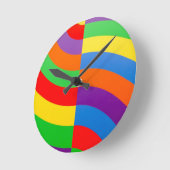 太った大きな虹のストライプ輪 ラウンド壁時計 (傾斜)