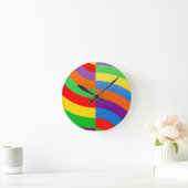 太った大きな虹のストライプ輪 ラウンド壁時計 (ホーム)