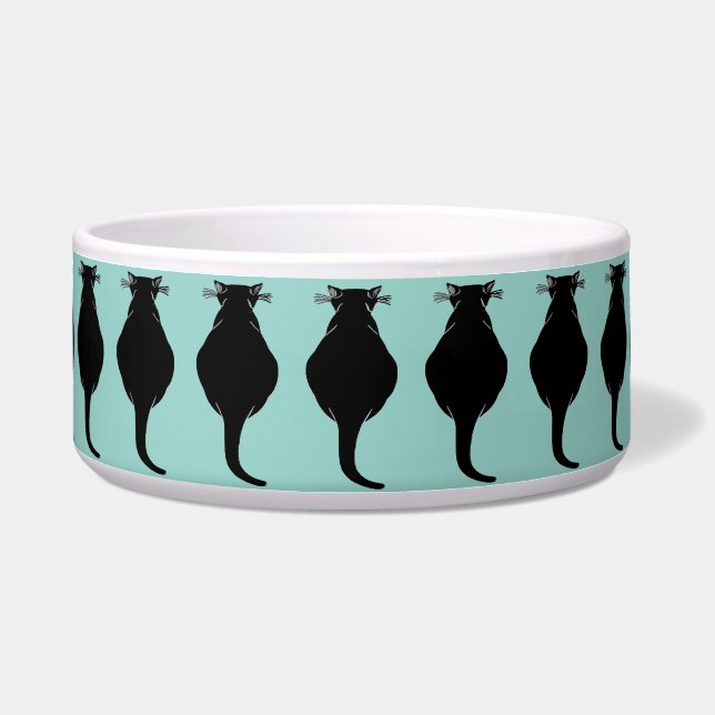 太った大きな黒猫 ボウル (正面)