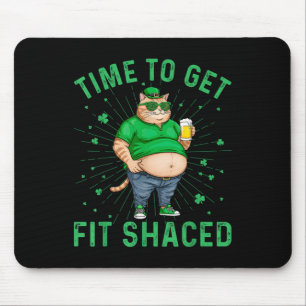 太った太った猫のおもしろいSt. Patricksのフィット時間 マウスパッド