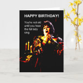 太った女性が誕生日を歌う カード (黄色い花)