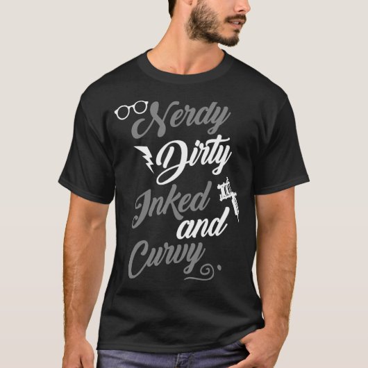 太った女性の女の子のためのNerdy汚いインキカーブ Tシャツ (正面)