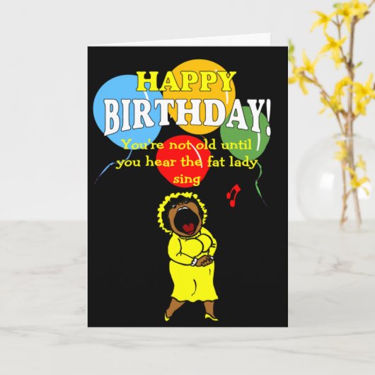 太った女性の歌 カード (黄色い花)