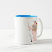 「太った婦人が泳ぐまで終わってない!」とマグカップ ツートーンマグカップ (正面右)