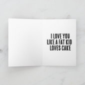 太った子供がケーキの挨拶を愛しているような カード (内部)