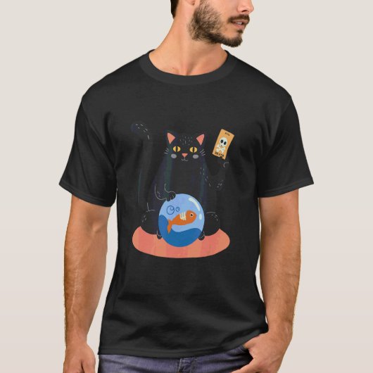 太った子猫殺しの魚の死のカード Tシャツ (正面)