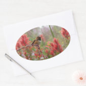 太った小鳥 楕円形シール (封筒)