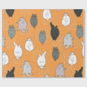 太った毛のふわふわした猫が背中に寝ている。カウトコ ラッピングペーパー (フラット)