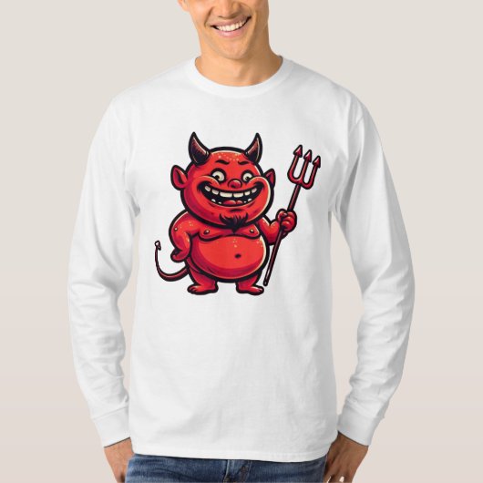 太った漫画の悪魔のキャラクター Tシャツ (正面)