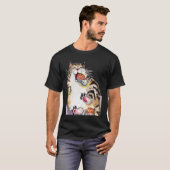 太った猫が寿司を食べている Tシャツ (正面フル)