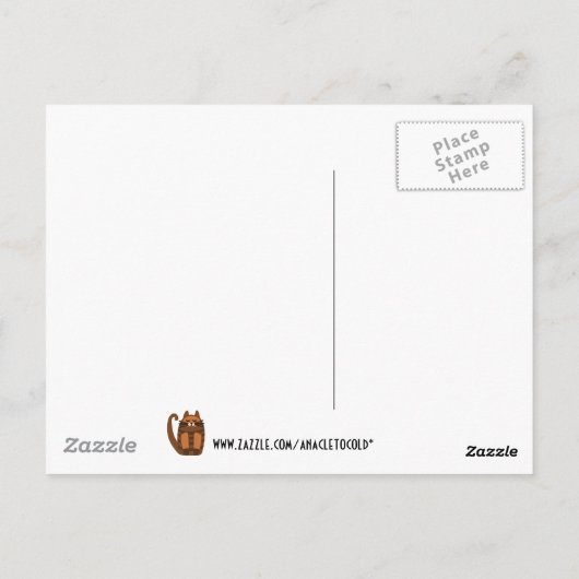 太った猫が感謝していいる ポストカード (裏面)