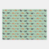 太った猫とクリスマスプディング ラッピングペーパーシート (正面2)