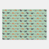 太った猫とクリスマスプディング ラッピングペーパーシート (正面)