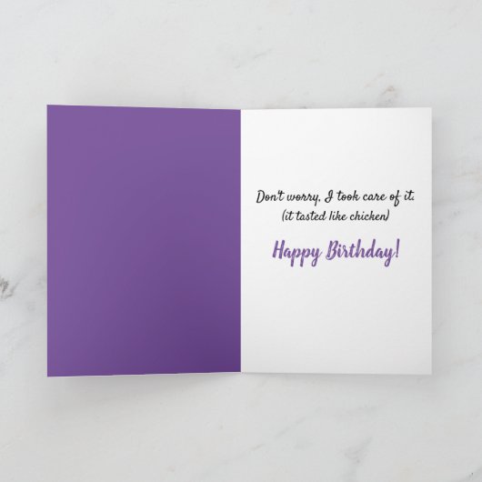 太った猫と小さなバーディおもしろい誕生日カード カード (内部)