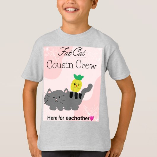 太った猫のいとこのクルー Tシャツ (正面)