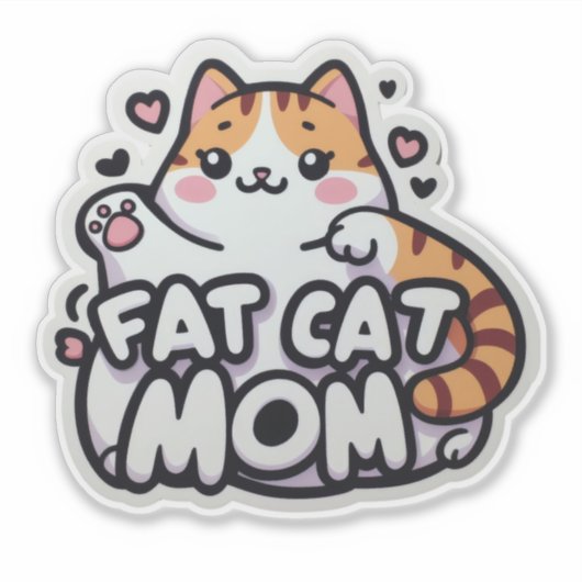 太った猫のお母さん シール (正面)