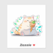 太った猫のアイスクリームステッカー シール (シート)