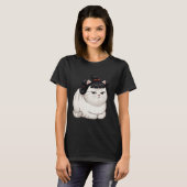 太った猫のエクササイズ 面白い 怠け者 かわいい グランピー Tシャツ (正面フル)