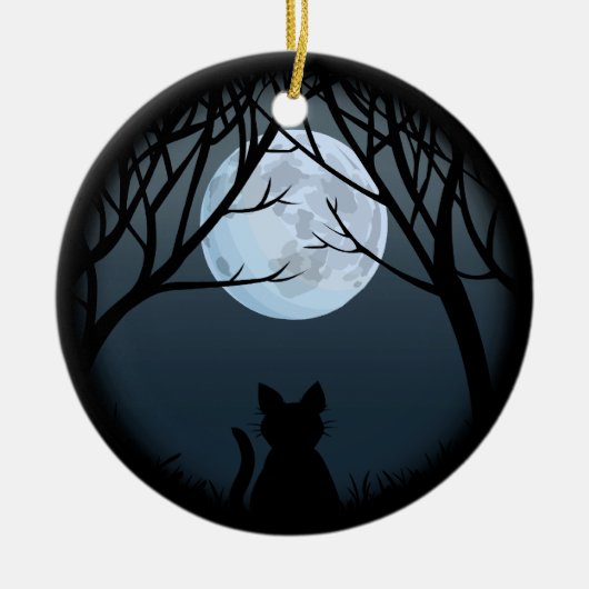 太った猫のオーナメントパーソナライズされた猫の装飾ギフト セラミックオーナメント (正面)