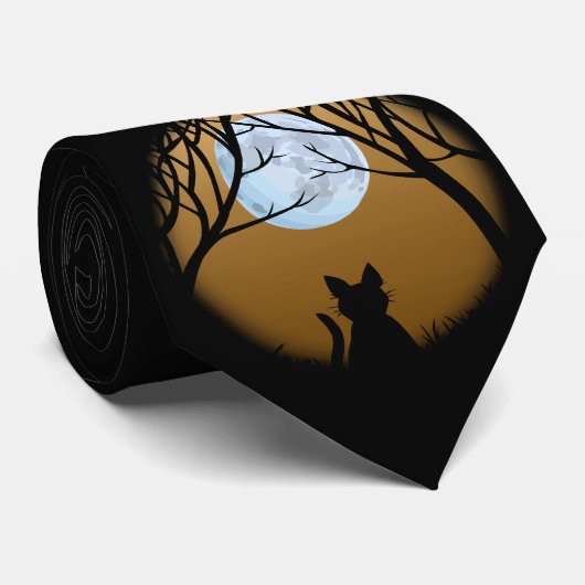 太った猫のタイスタイリッシュズ黒い猫のタイ猫好きギフト ネクタイ (ロール)