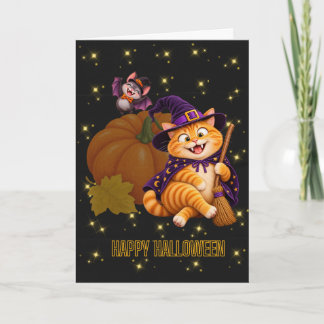 太った猫のハッピーハロウィン グリーティングカード（無地） カード