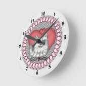 太った猫のハート時計 ラウンド壁時計 (傾斜)