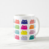 太った猫のパターン カートゥーン カラフル 面白い 派手 コーヒーマグカップ (正面右)