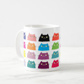 太った猫のパターン カートゥーン カラフル 面白い 派手 コーヒーマグカップ (正面左)