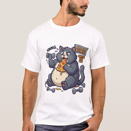 太った猫のフィットネス Tシャツ (正面)
