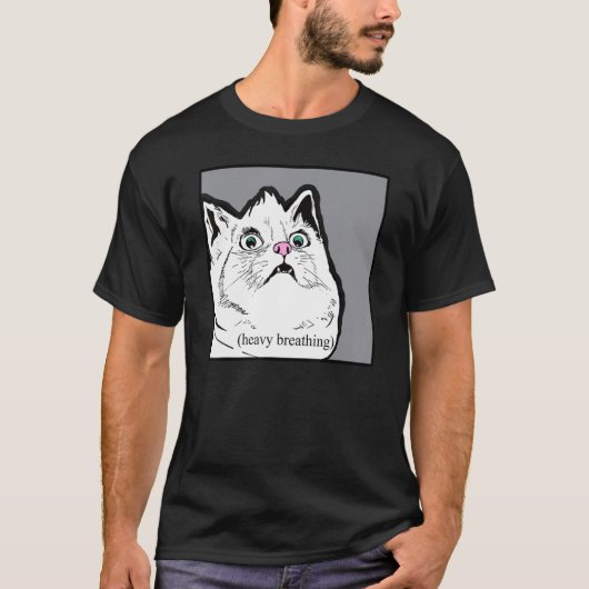 太った猫のミーム 息荒い 太った動物 Tシャツ (正面)