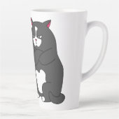 太った猫の不機嫌おもしろいモード カフェラテマグ (右)